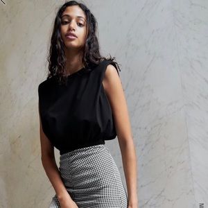 Black shoulder padded top from Zara NWT Small